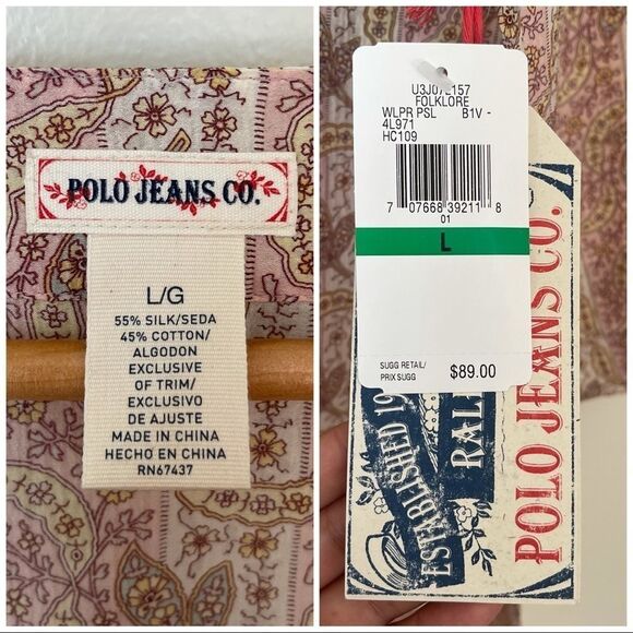 Vintage Polo Jeans Co. Folklore Paisley print Tunic Large NWT - Picture 5 of 5